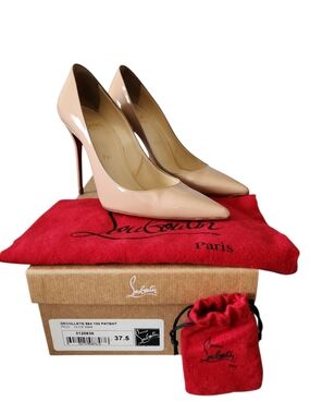 Christian Louboutin Nude Patent / Pre-loved / Hell Size 100mm /Pointed Toe Pumps